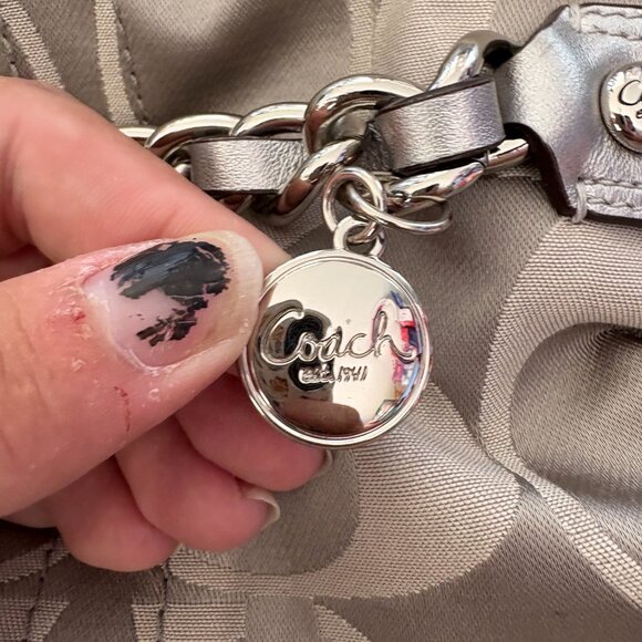 Coach Silver and Gray Shoulder Bag - Picture 6 of 11